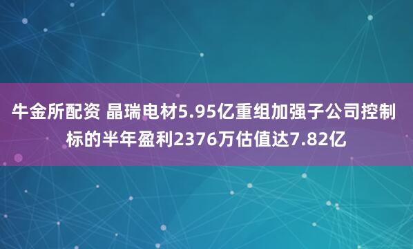 牛金所配资 晶瑞电材5.95亿重组加强子公司控制 标的半年盈利2376万估值达7.82亿
